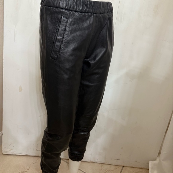 GAP Black Lamb Leather Joggers XS - Picture 6 of 10